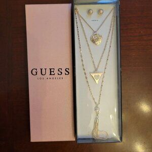 Guess Los Angeles 3 Necklace and Earrings Boxed Jewelry Set New